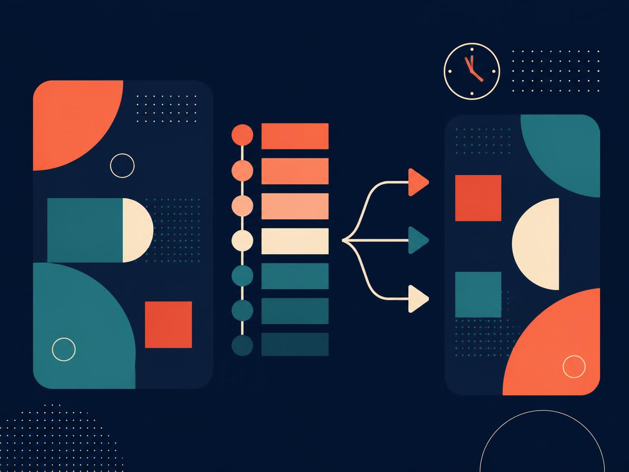 Abstract illustration of side-by-side review panels with ranked candidates and decision paths