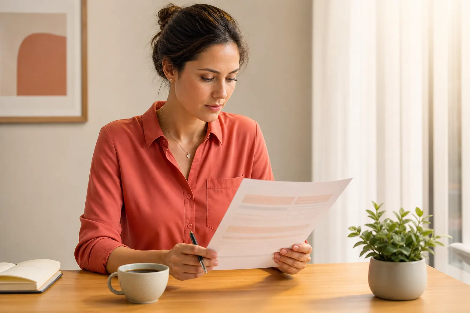 A professional reviewing a proposal at a desk
