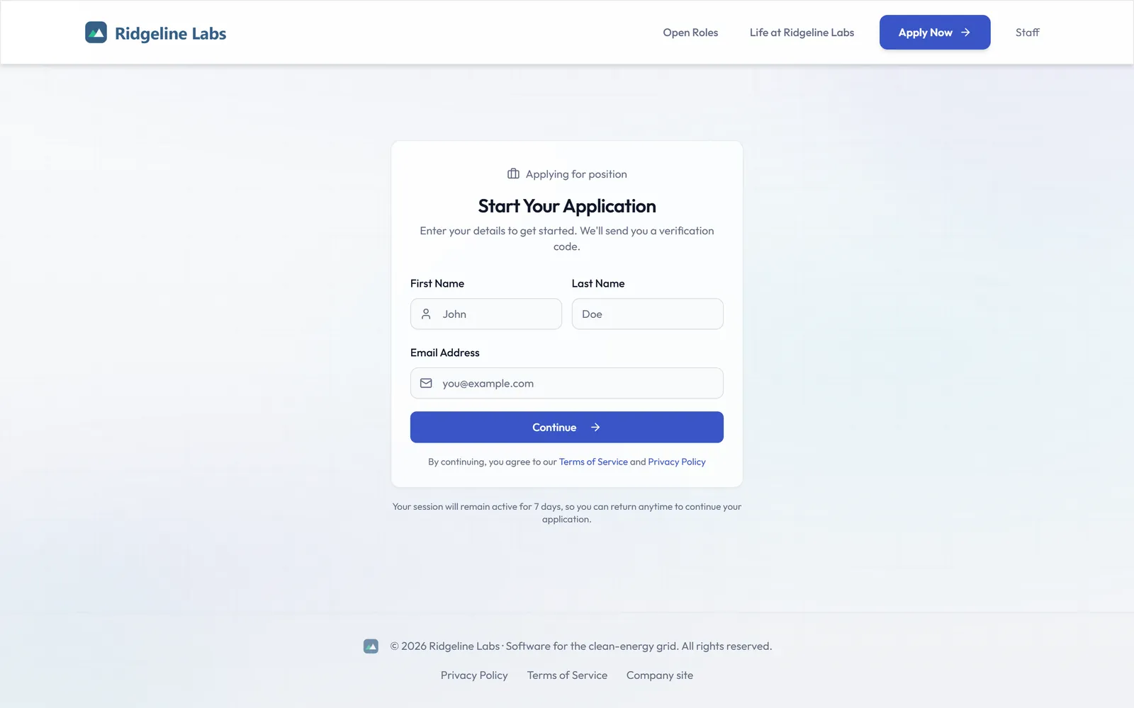 Passwordless start of a job application